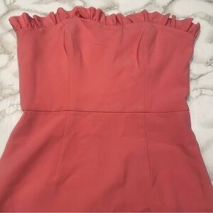 French Connection Whisper Ruth Frill Dress in Salmon Pink